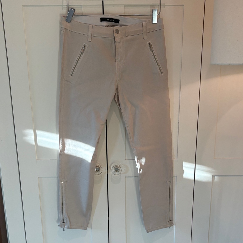 J Brand Size 30 Carey Pant In Chalk ZipDetail Pants